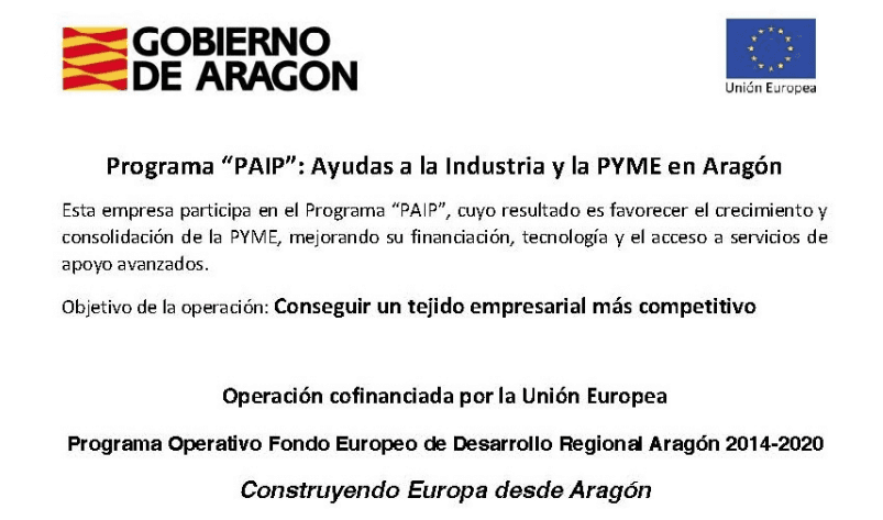 Programa PAIP, Gobierno de Aragón y fondos FEDER